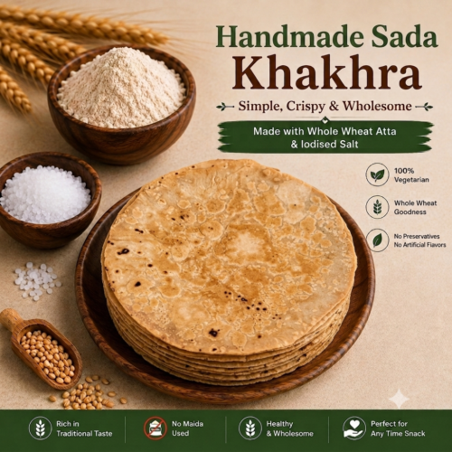 Sada Khakhra | Handmade Plain Whole Wheat Khakhra | Traditional Gujarati Snack | 500g