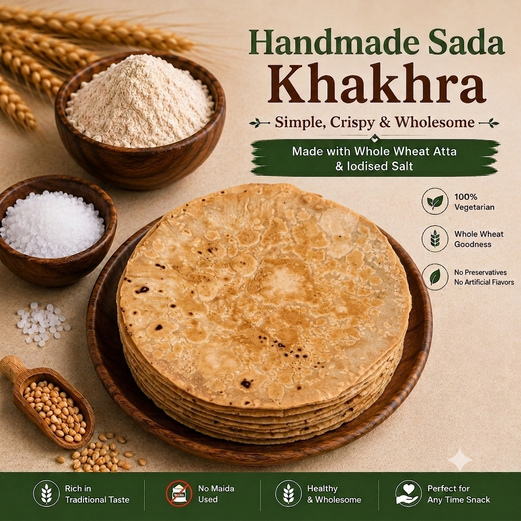 Sada Khakhra | Handmade Plain Whole Wheat Khakhra | Traditional Gujarati Snack | 500g